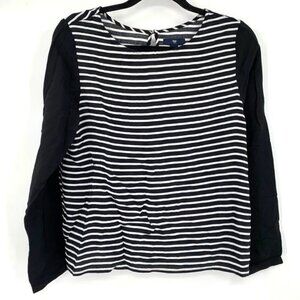GAP Black Stripe Colorblock Top Blouse White S Wmn